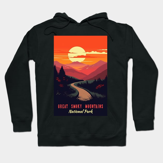 Great Smoky Mountains national park vintage travel poster Hoodie by GreenMary Design